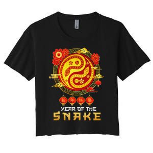 Happy Lunar New Year 2025 Year Of The Snake Zodiac Sign Women's Crop Top Tee