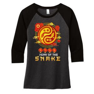 Happy Lunar New Year 2025 Year Of The Snake Zodiac Sign Women's Tri-Blend 3/4-Sleeve Raglan Shirt