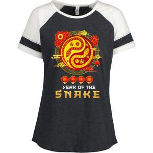 Happy Lunar New Year 2025 Year Of The Snake Zodiac Sign Enza Ladies Jersey Colorblock Tee