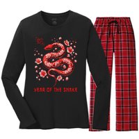 Happy Lunar New Year 2025 Year Of The Snake Zodiac Sign Women's Long Sleeve Flannel Pajama Set 