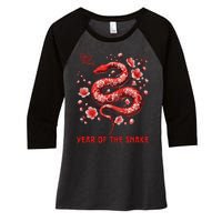 Happy Lunar New Year 2025 Year Of The Snake Zodiac Sign Women's Tri-Blend 3/4-Sleeve Raglan Shirt