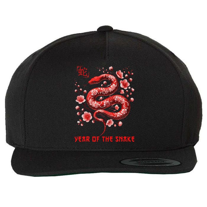 Happy Lunar New Year 2025 Year Of The Snake Zodiac Sign Wool Snapback Cap