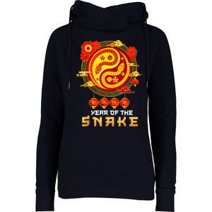 Happy Lunar New Year 2025 Year Of The Snake Zodiac Sign Womens Funnel Neck Pullover Hood