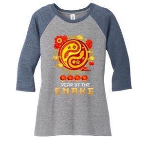 Happy Lunar New Year 2025 Year Of The Snake Zodiac Sign Women's Tri-Blend 3/4-Sleeve Raglan Shirt