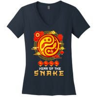 Happy Lunar New Year 2025 Year Of The Snake Zodiac Sign Women's V-Neck T-Shirt