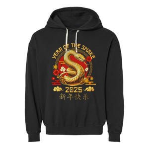 Happy Lunar New Year 2025 Year Of The Snake Zodiac Sign Garment-Dyed Fleece Hoodie