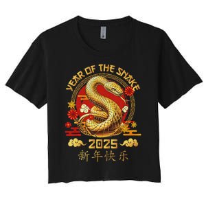 Happy Lunar New Year 2025 Year Of The Snake Zodiac Sign Women's Crop Top Tee