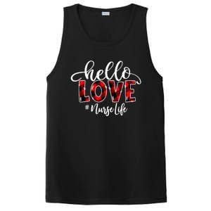 Hello Love Nurse Life Flannel Valentine's Day Cool Gift PosiCharge Competitor Tank