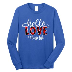 Hello Love Nurse Life Flannel Valentine's Day Cool Gift Long Sleeve Shirt