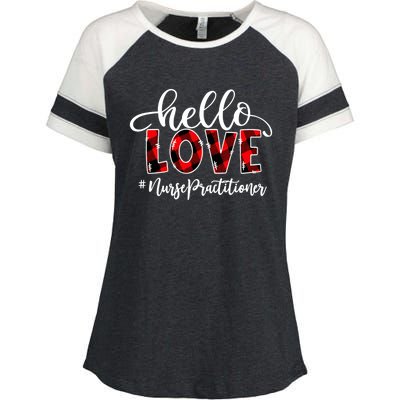 Hello Love Nurse Practitioner Flannel Valentine's Day Gift Enza Ladies Jersey Colorblock Tee