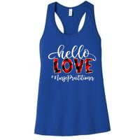 Hello Love Nurse Practitioner Flannel Valentine's Day Gift Women's Racerback Tank