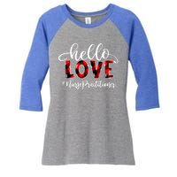 Hello Love Nurse Practitioner Flannel Valentine's Day Gift Women's Tri-Blend 3/4-Sleeve Raglan Shirt