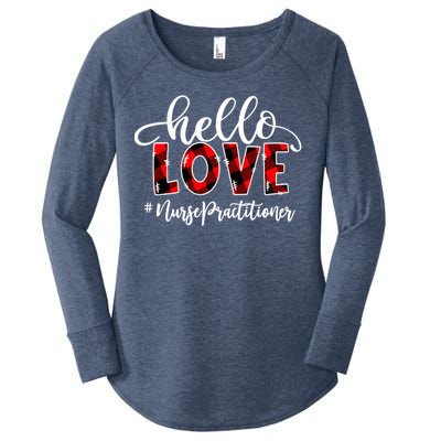 Hello Love Nurse Practitioner Flannel Valentine's Day Gift Women's Perfect Tri Tunic Long Sleeve Shirt