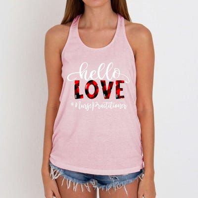 Hello Love Nurse Practitioner Flannel Valentine's Day Gift Women's Knotted Racerback Tank