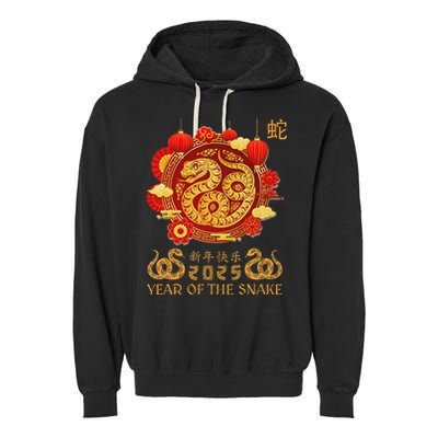 Happy Lunar New Year 2025 Year Of The Snake Zodiac Sign Garment-Dyed Fleece Hoodie