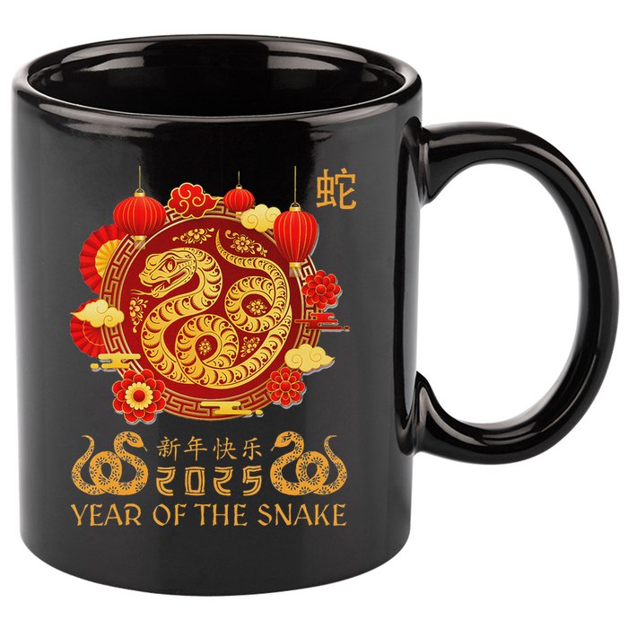 Happy Lunar New Year 2025 Year Of The Snake Zodiac Sign 11oz C Handle Ceramic Mug