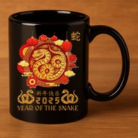 Happy Lunar New Year 2025 Year Of The Snake Zodiac Sign 11oz C Handle Ceramic Mug