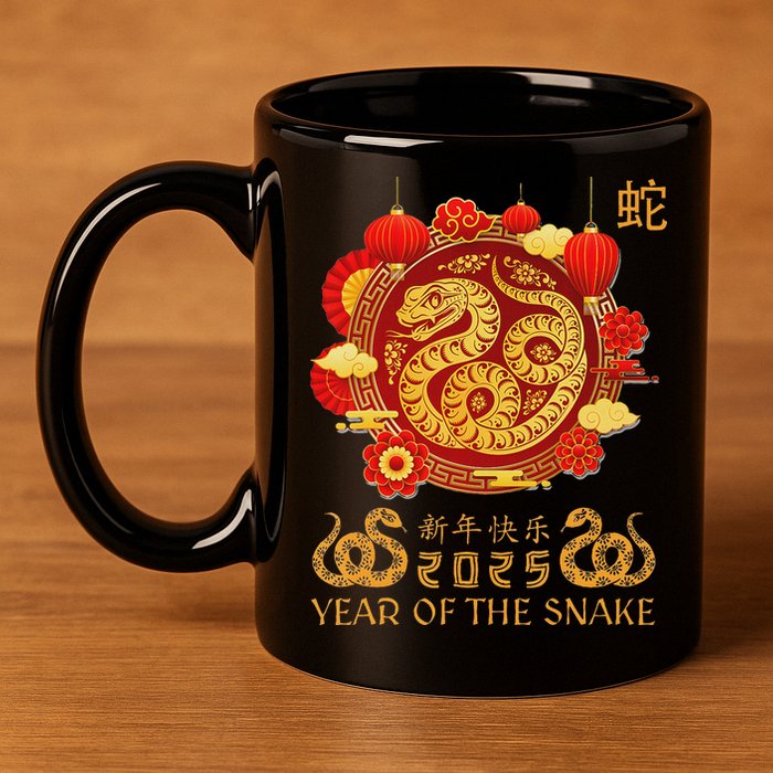 Happy Lunar New Year 2025 Year Of The Snake Zodiac Sign 11oz C Handle Ceramic Mug