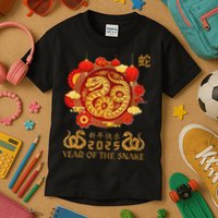 Happy Lunar New Year 2025 Year Of The Snake Zodiac Sign Kids T-Shirt
