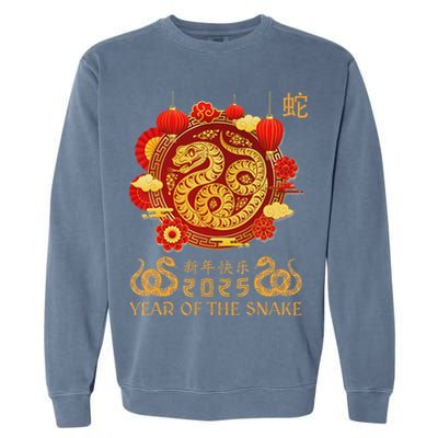 Happy Lunar New Year 2025 Year Of The Snake Zodiac Sign Garment-Dyed Sweatshirt