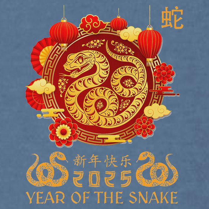 Happy Lunar New Year 2025 Year Of The Snake Zodiac Sign Garment-Dyed Sweatshirt