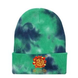 Happy Lunar New Year 2025 Year Of The Snake Zodiac Sign Tie Dye 12in Knit Beanie