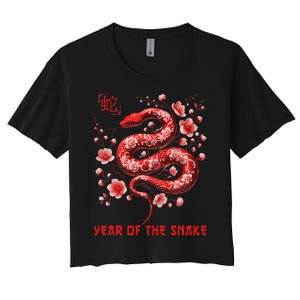 Happy Lunar New Year 2025 Year Of The Snake Zodiac Sign Women's Crop Top Tee