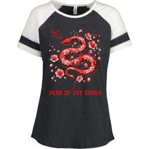 Happy Lunar New Year 2025 Year Of The Snake Zodiac Sign Enza Ladies Jersey Colorblock Tee