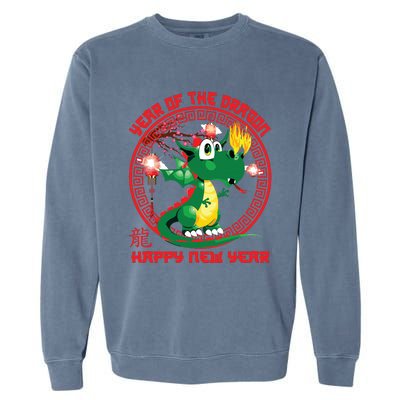 Happy Lunar New Year 2024 Cute Chinese Dragon Decorations Garment-Dyed Sweatshirt