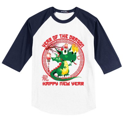 Happy Lunar New Year 2024 Cute Chinese Dragon Decorations Baseball Sleeve Shirt