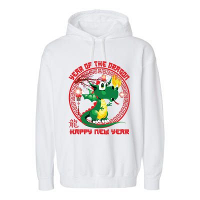 Happy Lunar New Year 2024 Cute Chinese Dragon Decorations Garment-Dyed Fleece Hoodie