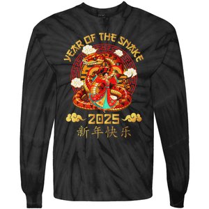 Happy Lunar New Year 2025 Year Of The Snake Zodiac Sign Tie-Dye Long Sleeve Shirt