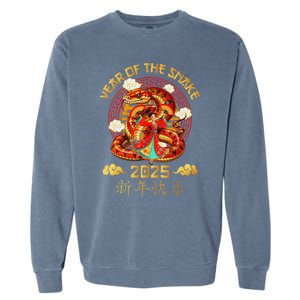 Happy Lunar New Year 2025 Year Of The Snake Zodiac Sign Garment-Dyed Sweatshirt