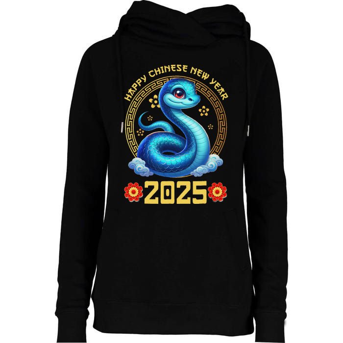 Happy Lunar New Year 2025 Year Of The Snake Zodiac Sign Womens Funnel Neck Pullover Hood