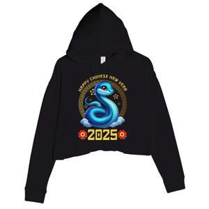 Happy Lunar New Year 2025 Year Of The Snake Zodiac Sign Crop Fleece Hoodie