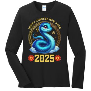 Happy Lunar New Year 2025 Year Of The Snake Zodiac Sign Ladies Long Sleeve Shirt