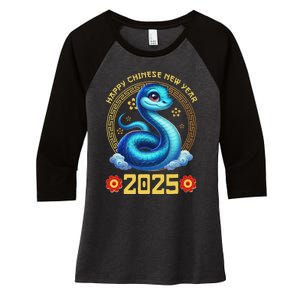 Happy Lunar New Year 2025 Year Of The Snake Zodiac Sign Women's Tri-Blend 3/4-Sleeve Raglan Shirt