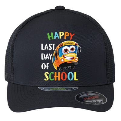 Happy Last Of Day School Bus Driver Teacher Student Parent Flexfit Unipanel Trucker Cap