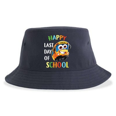 Happy Last Of Day School Bus Driver Teacher Student Parent Sustainable Bucket Hat