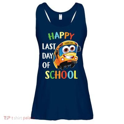 Happy Last Of Day School Bus Driver Teacher Student Parent Ladies Essential Flowy Tank
