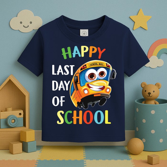 Happy Last Of Day School Bus Driver Teacher Student Parent Toddler T-Shirt