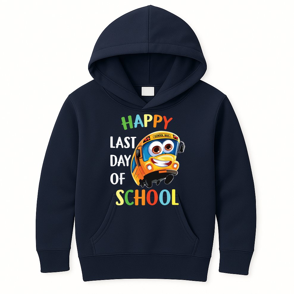 Happy Last Of Day School Bus Driver Teacher Student Parent Kids Hoodie