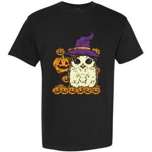 Halloween Leopard Owl Pumpkin Cute Bird Garment-Dyed Heavyweight T-Shirt