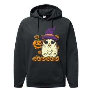 Halloween Leopard Owl Pumpkin Cute Bird Performance Fleece Hoodie