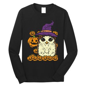 Halloween Leopard Owl Pumpkin Cute Bird Long Sleeve Shirt