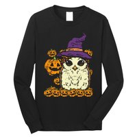 Halloween Leopard Owl Pumpkin Cute Bird Long Sleeve Shirt