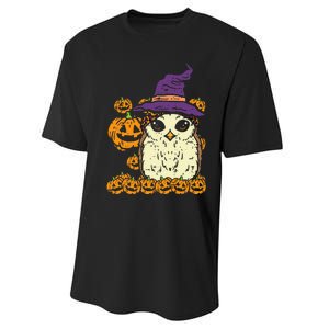 Halloween Leopard Owl Pumpkin Cute Bird Performance Sprint T-Shirt