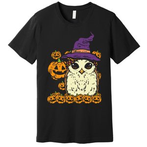 Halloween Leopard Owl Pumpkin Cute Bird Premium T-Shirt