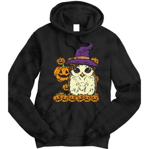 Halloween Leopard Owl Pumpkin Cute Bird Tie Dye Hoodie