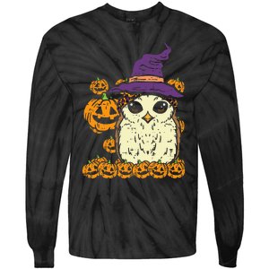 Halloween Leopard Owl Pumpkin Cute Bird Tie-Dye Long Sleeve Shirt